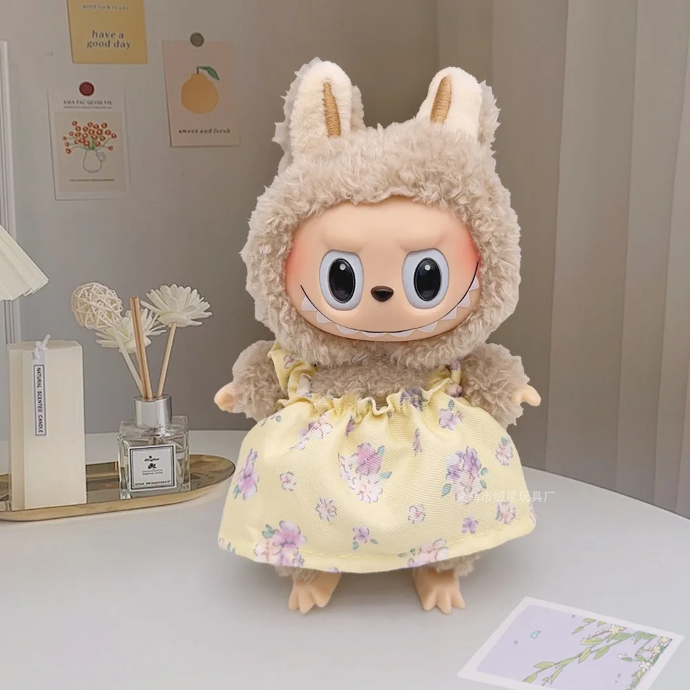 

Labubu Doll Clothes New Labubu Clothes Creative Sweet Pastoral Style Printed Halter Dress Cotton Doll Plush Replacement Outfit