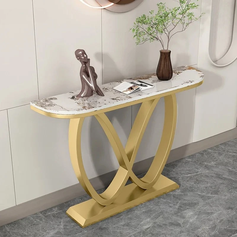& Light Luxury Rock Slab Console Tables Home Living Room Furniture Entrance Console Table Simple Narrow End View Hallway Tables