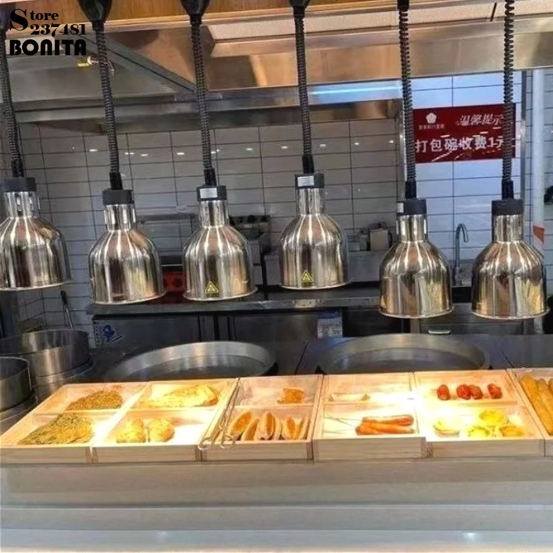 Buffet Food Warming Pendant Lamp Retractable Heat Light Commercial Metal Fixture for Restaurant Kitchen Hotel 275W Led Bulb
