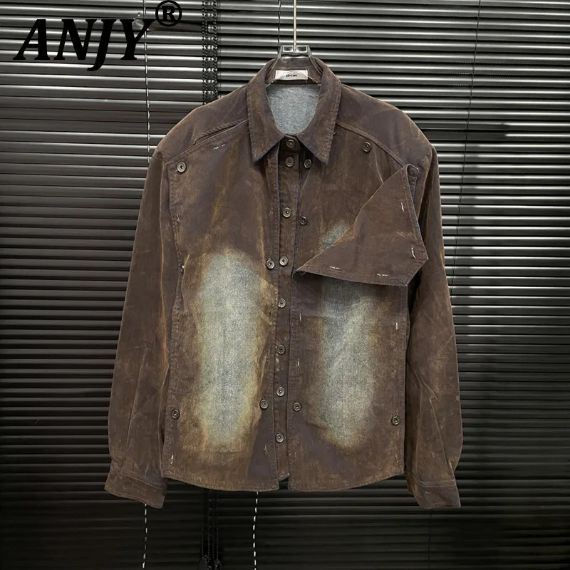 

ANJY Autumn New Women Chic Tide Streetwear Turn-down Collar Single Breasted Denim Shirt Jacket Fashion Mini Skirt Culottes A7171