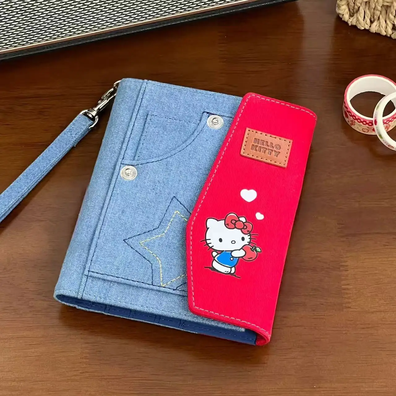 

Kawaii HelloKitty Cowboy Double Combo Passport Clip Bag Cute KT Multi Functional Travel Ticket ID Bag Girls Birthday Gifts Toys