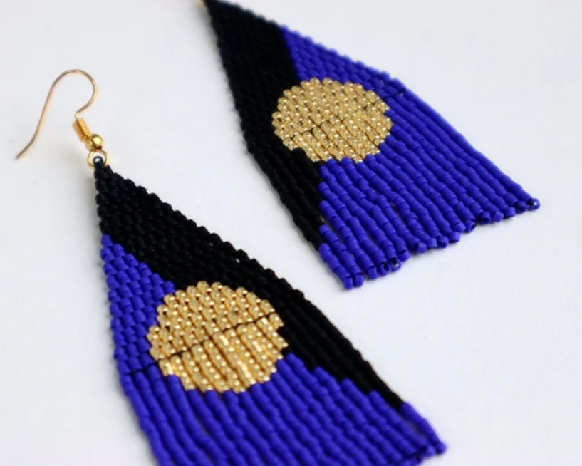 Beaded earrings Water drop  Hand-woven Alloy Trend Circle Heart Sunrise Geometry Tassel Bohemia  Original Rice bead earrings view 5
