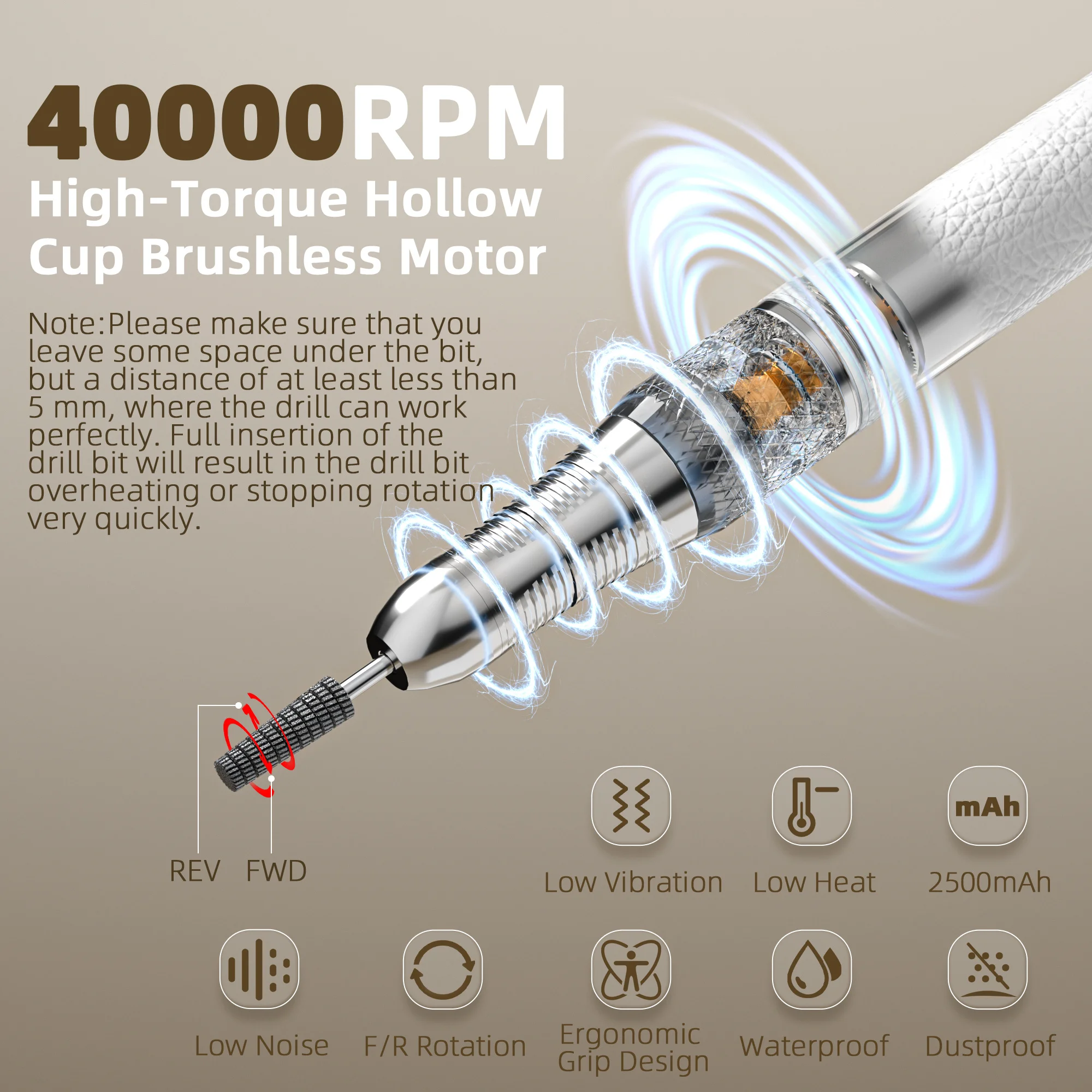 40000RPM 90W Portable Nail Drill Rechargeable Professional E-file Machine with Private Label Packaging for Salon Wholesale