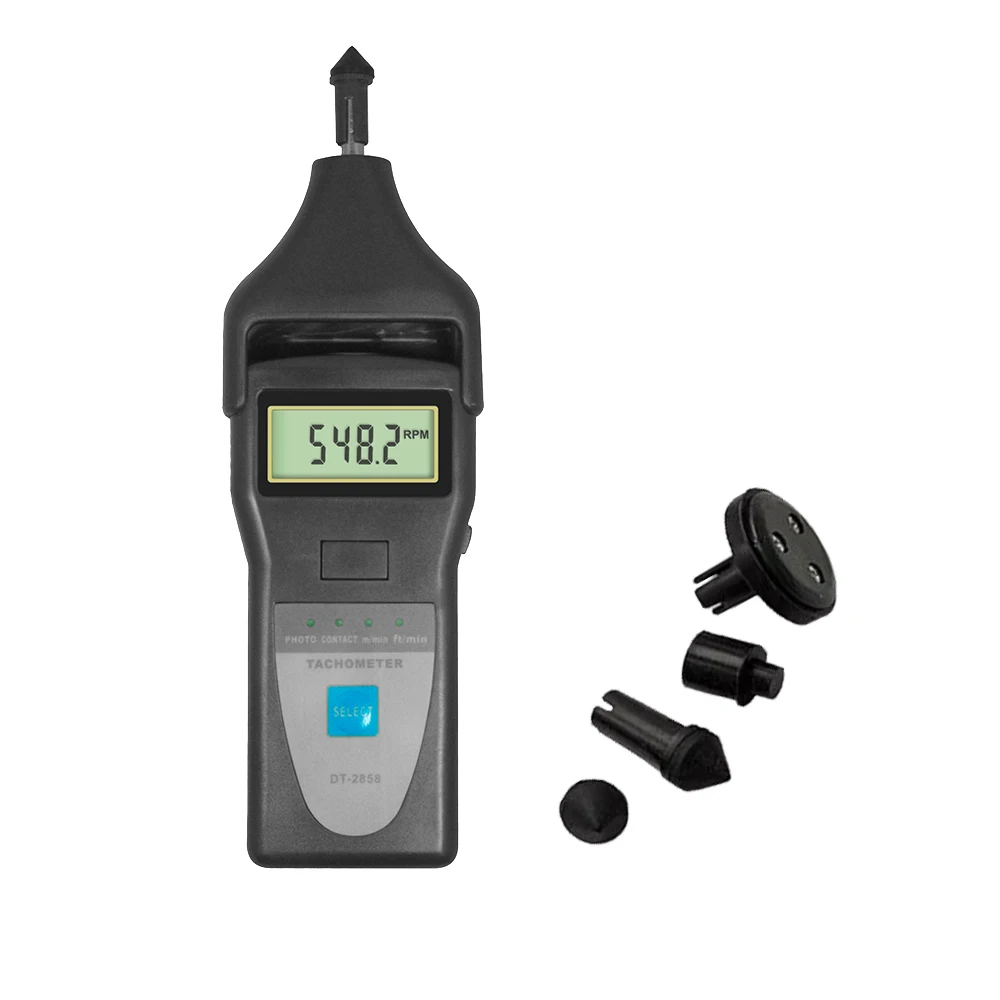 

Digital tachometer DT-2858 photoelectric tachometer 0.5r/min ~ 99,999 r/min speed, line speed or frequency contact tachometer