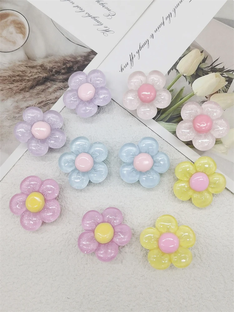 

10PCS Shoe Charms ABS Accessories Clogs Decorations Diy Clear Sun Flower Buckles Ins Style Ornament For Hole Shoes Party Gift