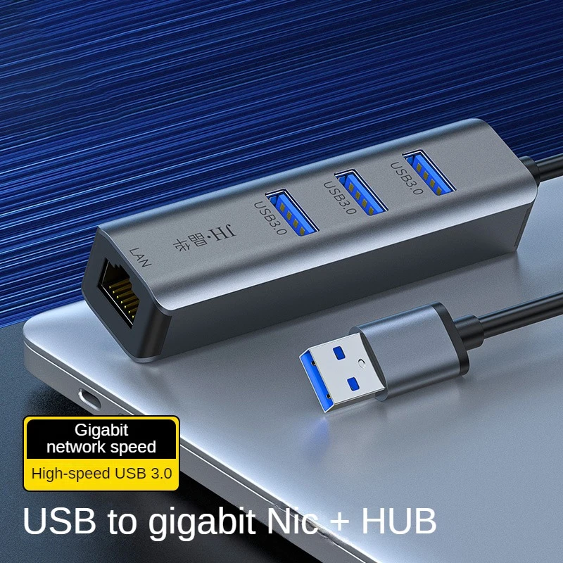 USB 3.0 to Gigabit Ethernet Adapter with 3-Port USB 3.0 Hub, 1000Mbps Network LAN Adapter for Laptop PC