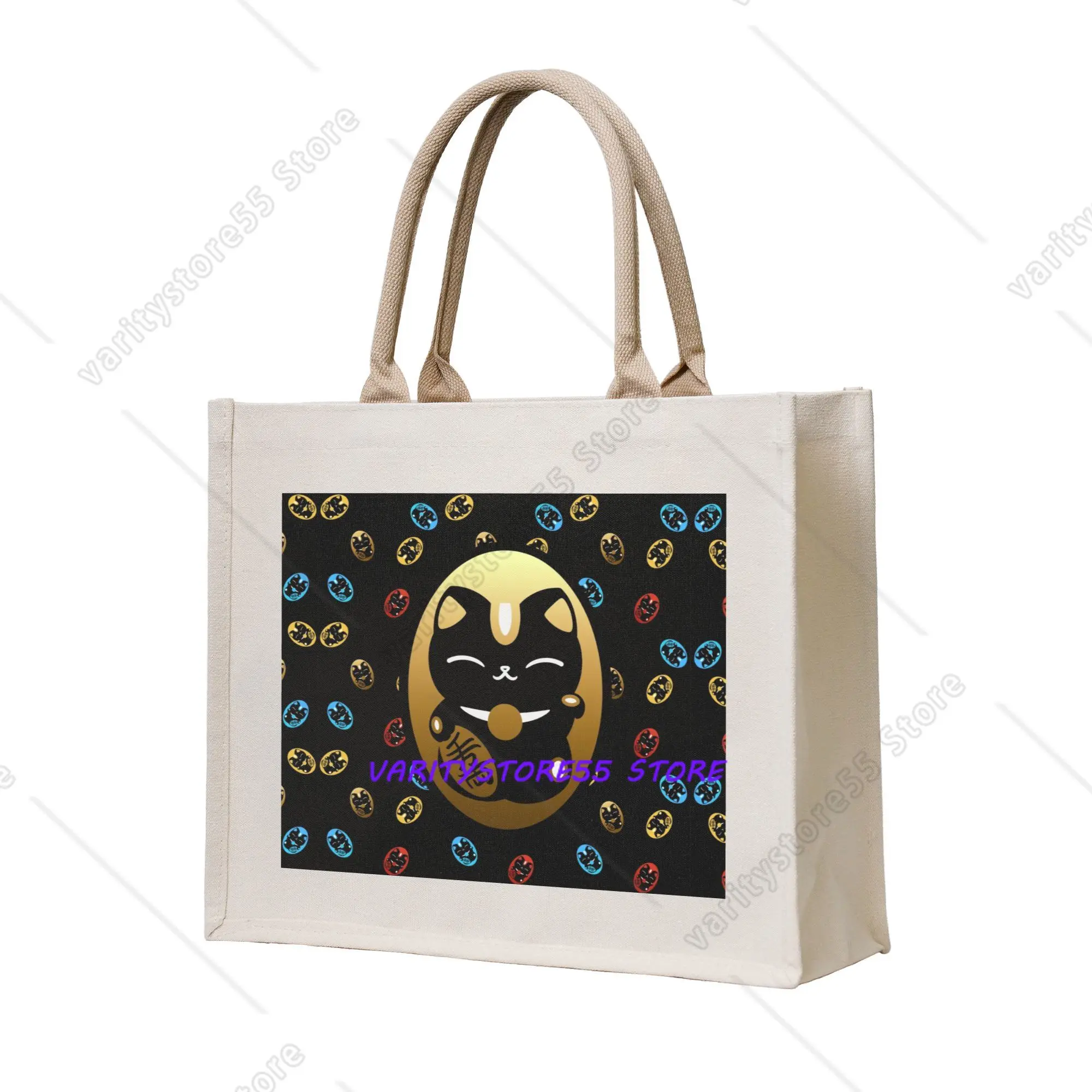 Chinese New Year Cats on Ox Grocery Tote Shopping Bag Women Custom  Shopper Shoulder Bag Big Capacity Handbag