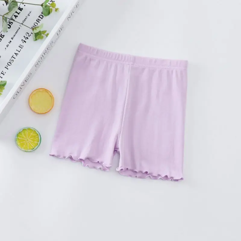 Kids Pants Girls Sweet Solid Ruffles Trim Leggings Children Teen Cotton Basic Comfortable Breathable Under Trousers Sport Shorts