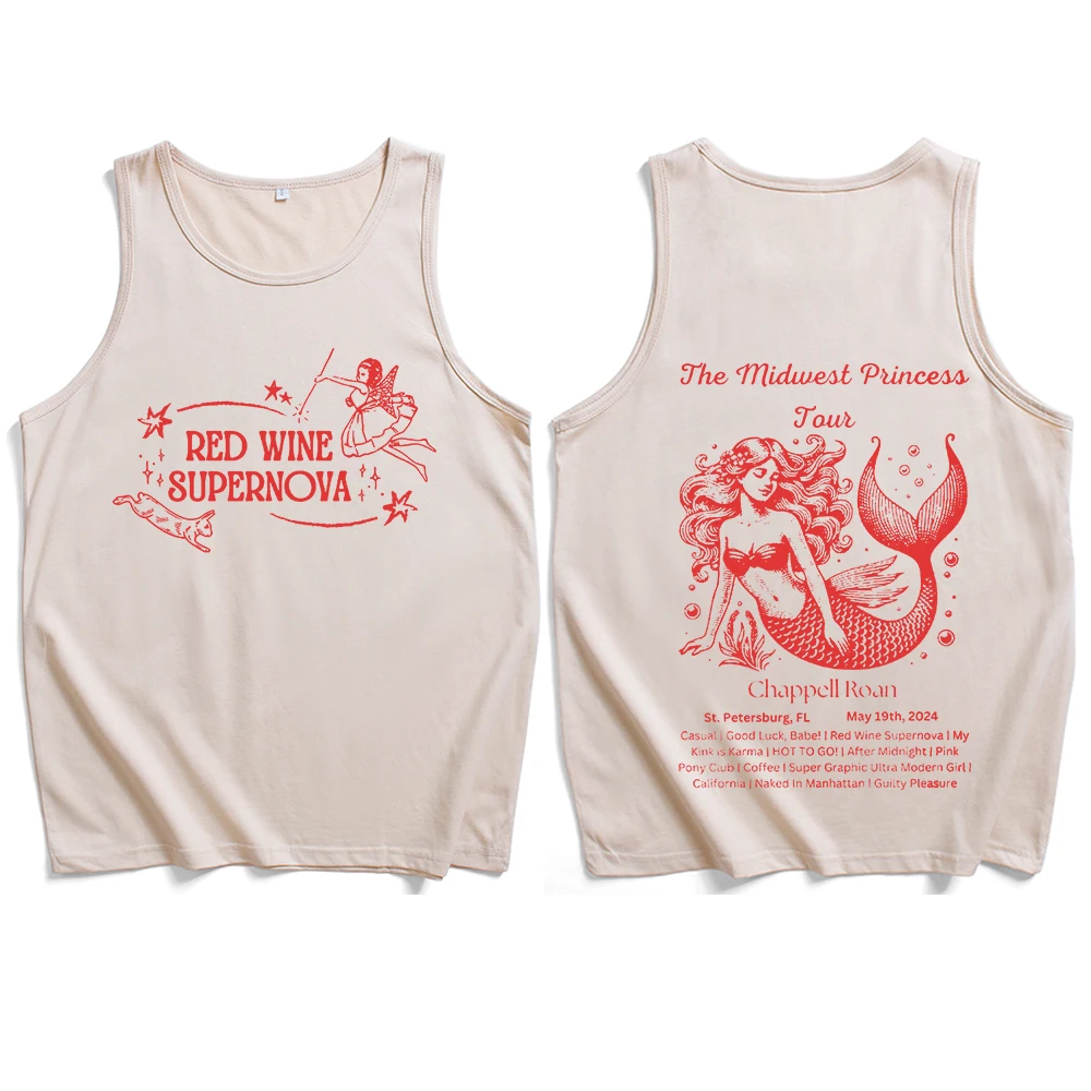 Chappell Roan The Midwest Princess Tour 2024 Tank Tops Vest  Man Woman Summer Casual Sleeveless T-shirt