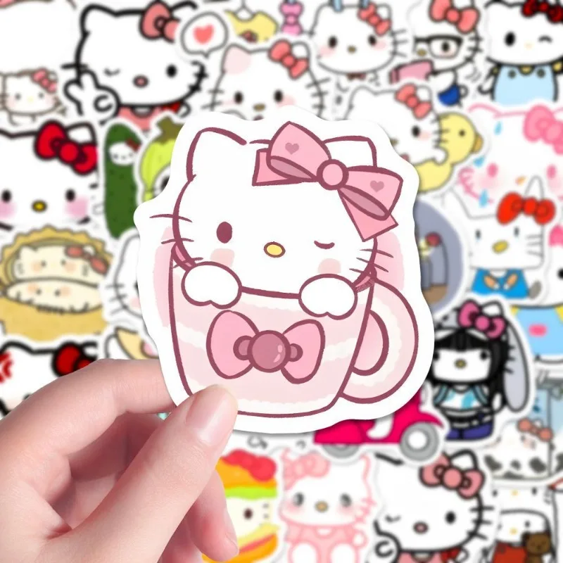 100PCS Sanrio Cartoon Cute HelloKitty Food Stickers Cell Phone Case Water Cup Luggage Guitar Decoration Stickers Wholesale