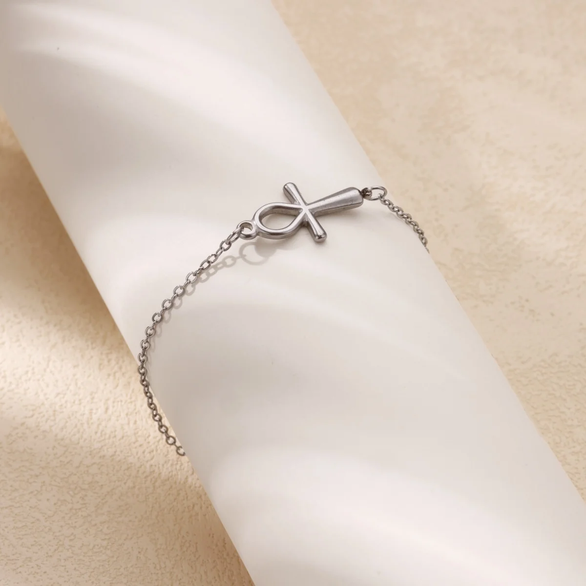 Egyptian Ankh Cross Bracelet For Women Vintage Gold Color Stainless Steel Key of Life Bracelet Egypt Jewelry Couple Gift - view 4