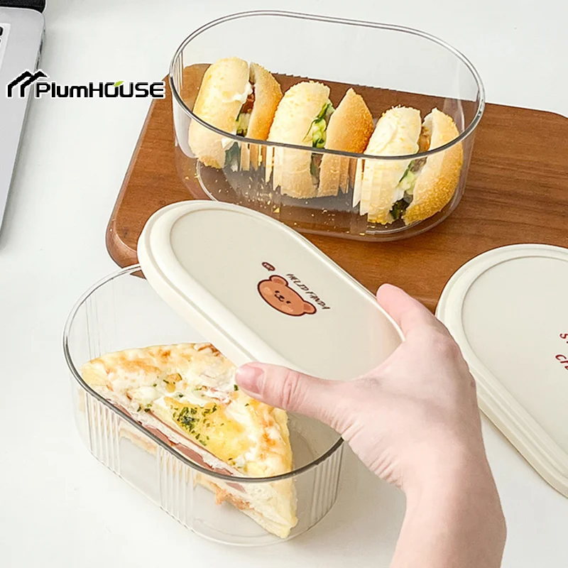Bread Toast Storage Box Transparent Food Container Boxes With Lid Refrigerator Plastic Large Capacity Fresh Keeping Box