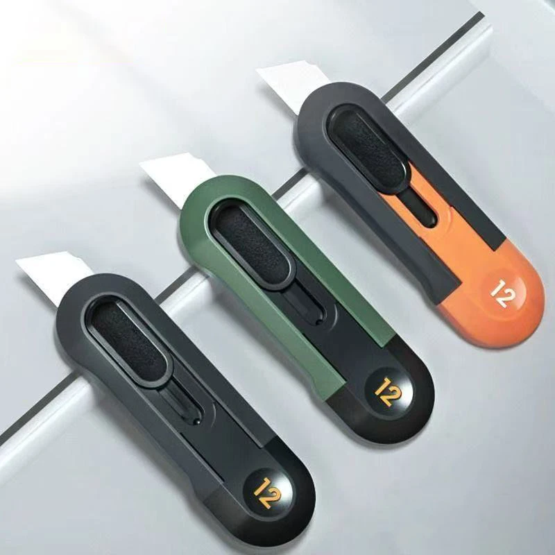 مقبض بلاستيكي ذاتي القفل، سكّين متعدّد الاستخدامات، سكين خلفي زنبركي، أداة فتح الصندوق الصغيرة المحمولة والمهنية #1