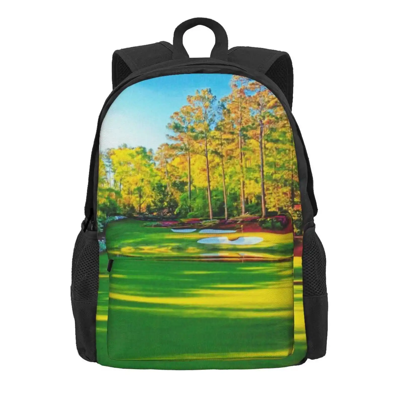 Hole 13 At Augusta National Golf Course Hot Sale Schoolbag Backpack Fashion Bags Augusta Masters Hole 13 Colorful Water Trees