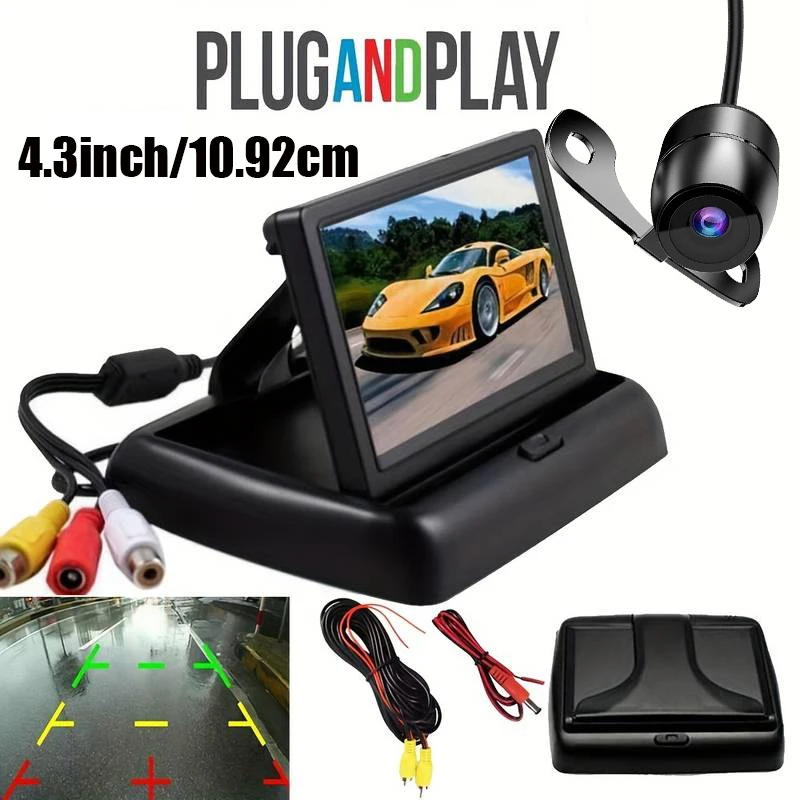 

Car Rear View Camera Monitor Folding 4.3" TFT LCD HD Screen Reverse LED Backup Reversing Camera for Vehicle Parking