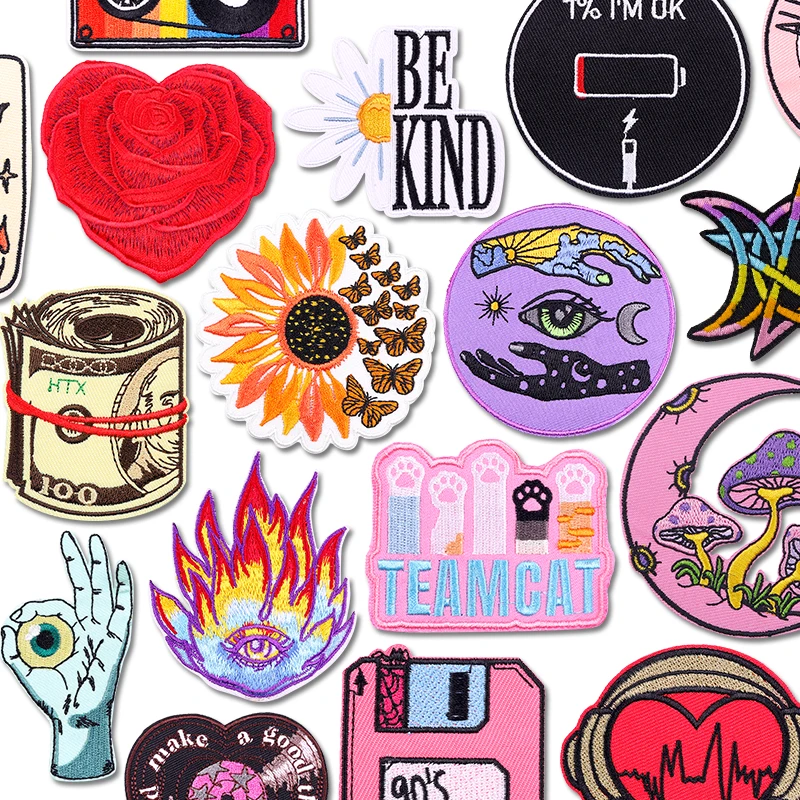 Be Kind bestickte Patches auf Kleidung DIY Cartoon Patches Eisen auf Patches für Kleidung Nähen Aufkleber Abzeichen Applikation