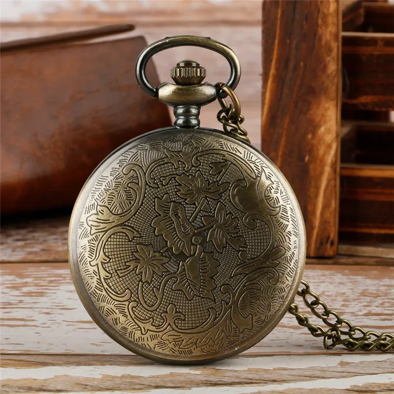 Old Fashion Hollow Wheel Gear Cover Men Women Quartz Analog Pocket Watch Half Hunter Clock with Sweater Chain Collectable Gift