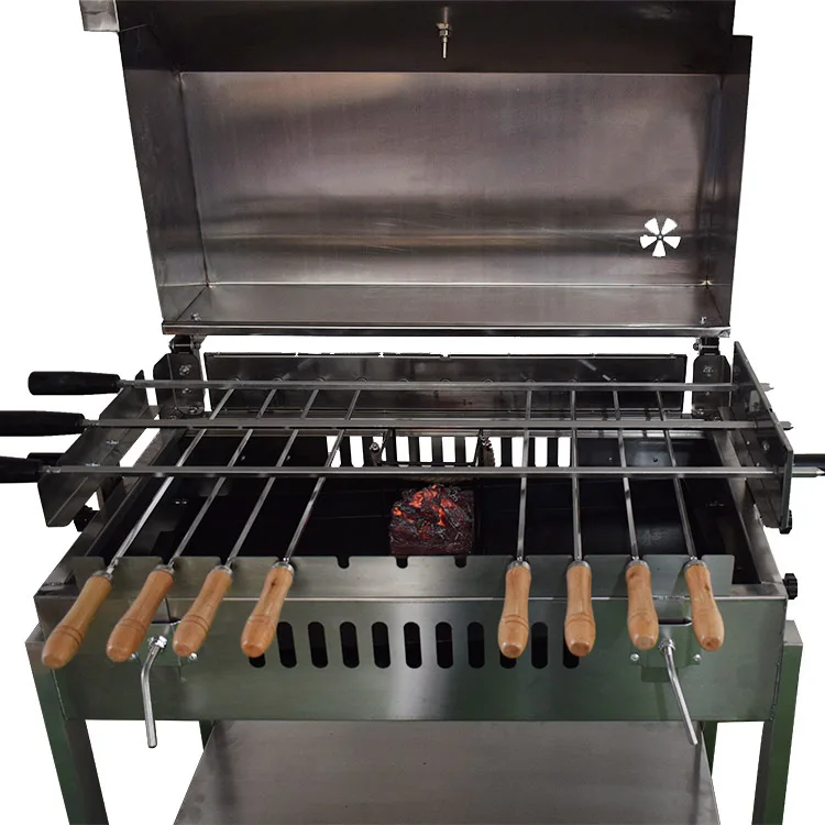 Stainless Steel Cyprus Charcoal Style Rotating BBQ Brazilian Greek Grill Greek Rotisserie Charcoal