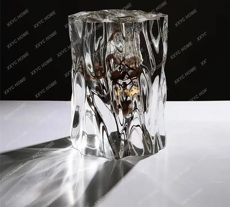 

Transparent Epoxy Resin a Block of Wood Or Stone Personalized Art Crystal Stool Model Room Living Room Decoration New Product