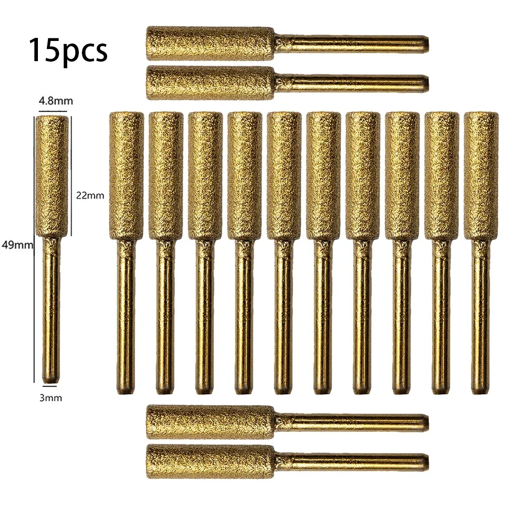 

15 шт. 4/4,8/5,5 мм алмазная точилка для бензопилы заусенцы каменный напильник подходит для цепной пилы Dremel резьба шлифовальные инструменты