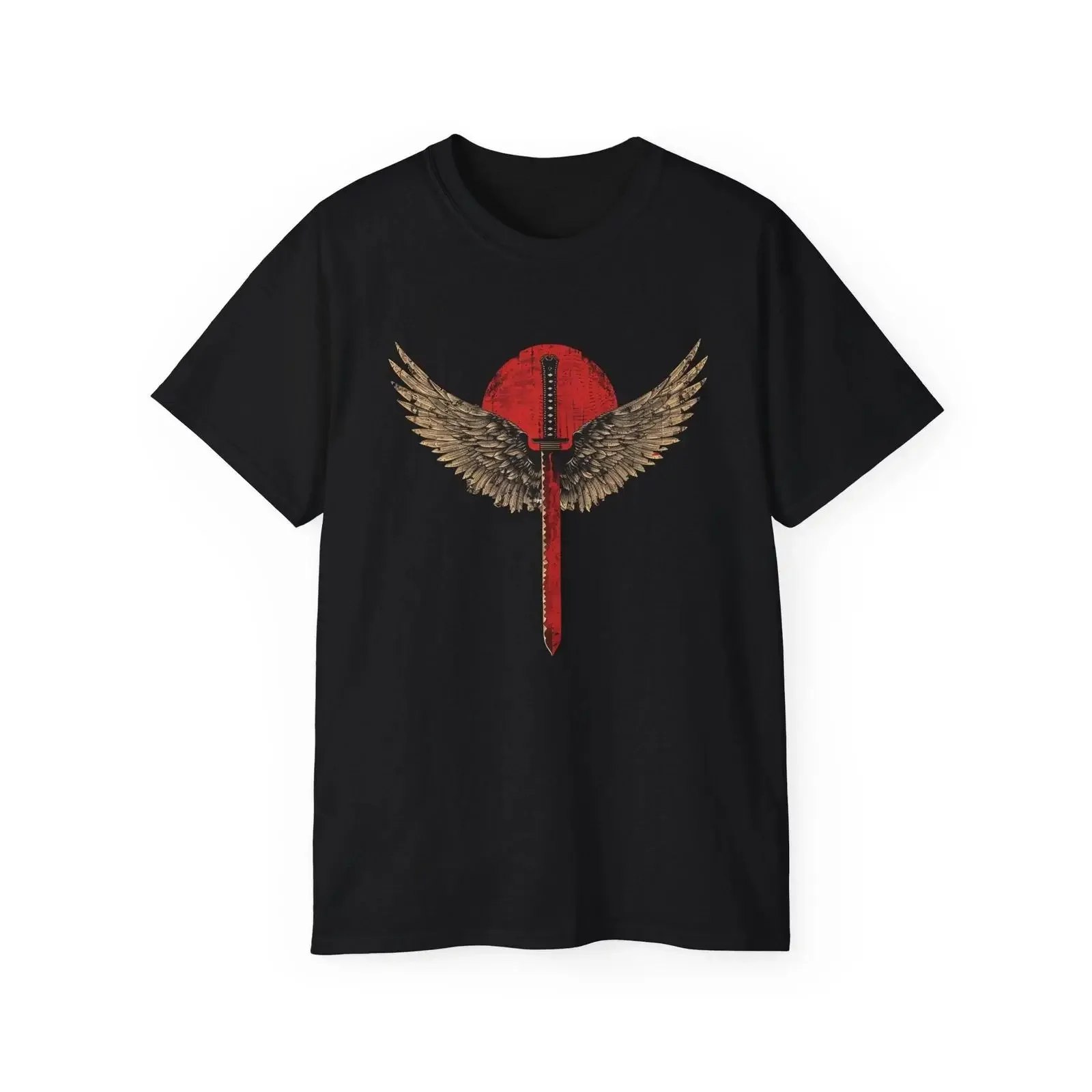 Samurai T Shirt Katana With Wings Ronin Sword Rise Of A vintage Washed Comfortable streetwear homme Soft fashion Casual Unisex