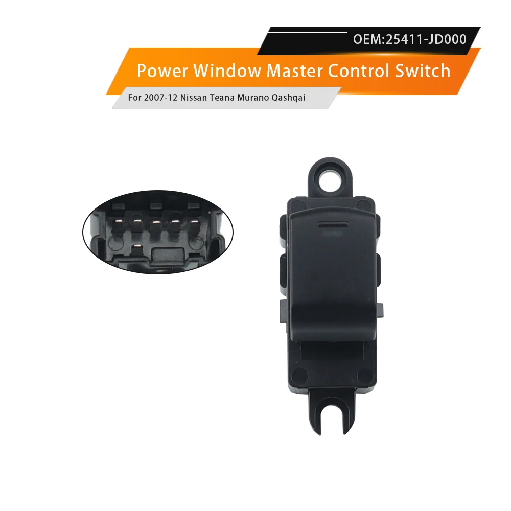 Para 2007-12 Nissan Teana Murano Qashqai 25411JD000 25411BR00A 25411-JD000 interruptor de Control de elevador de ventana de coche botón único