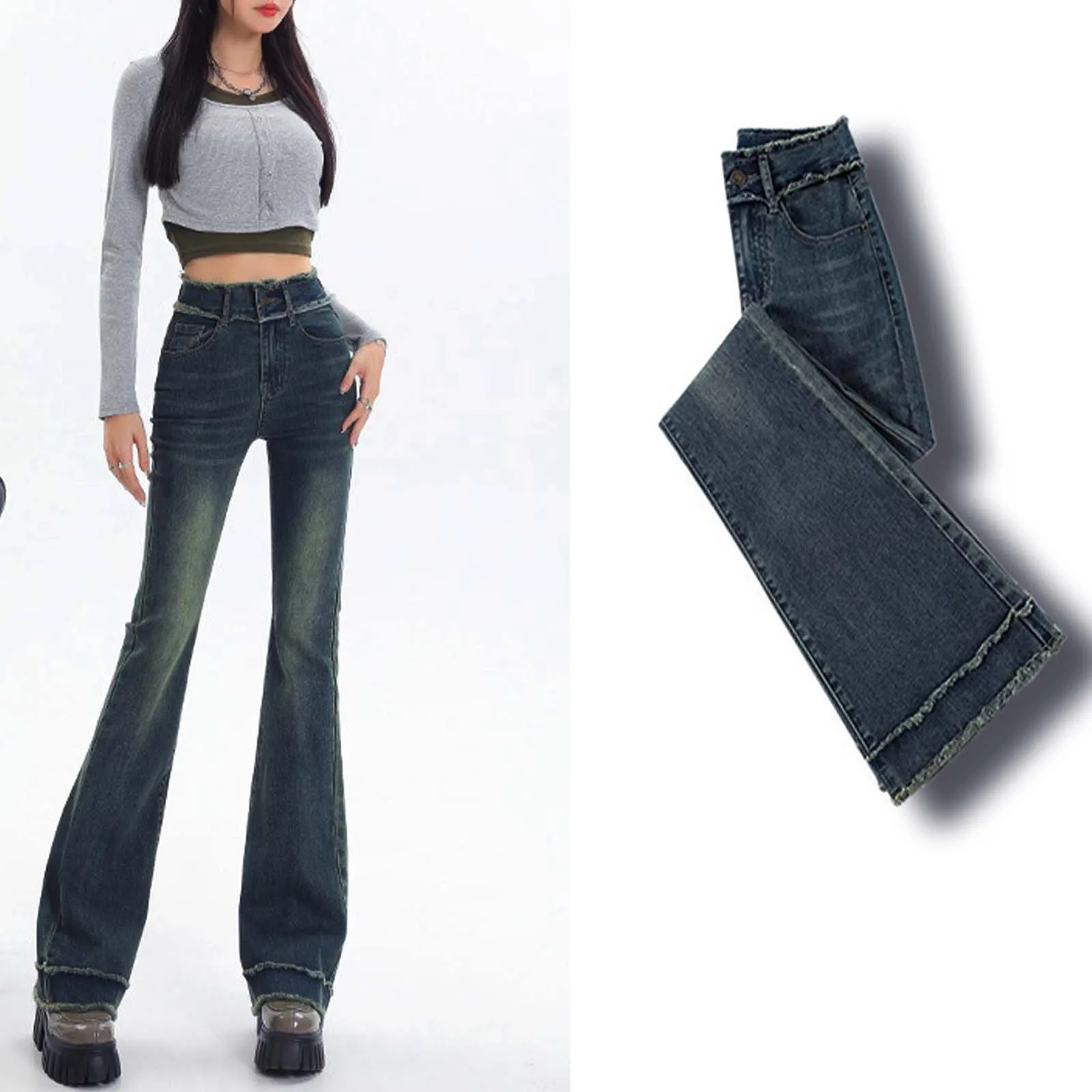 Damen Jeans Overalls Hosen Damenmode lässig einfarbig Micro kleine Hosen zeigen dünne hoch taillierte dünne unhöfliche Jeans