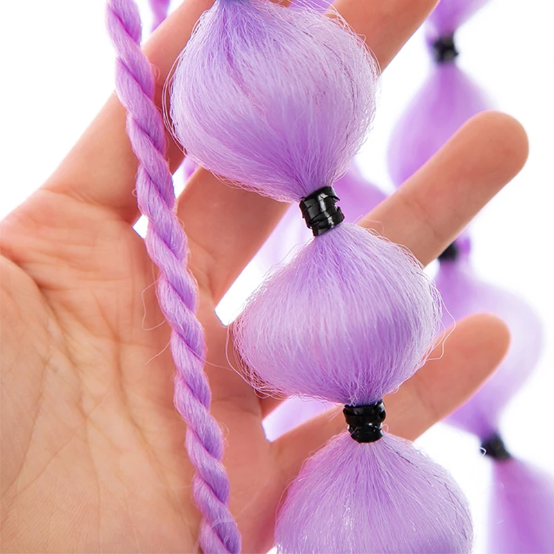 Sylhair-Extensión de cola de caballo trenzada de burbujas para mujer, postizo sintético, largo, linterna, hecho a mano, fiesta diaria, 2 piezas