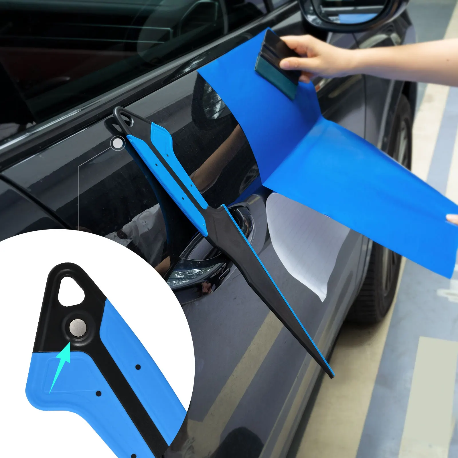 EHDIS Handheld Windshield Scraping Squeegee No-Scratch Rubber Edge Tinting Tools Window Film Glass Cleaning Water Removal Wipers