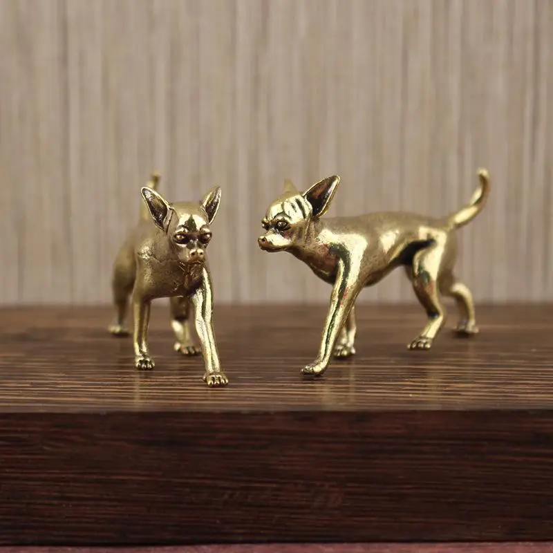 New Animal Brass Ornaments Hairless Dog Puppy Entrance Coffee Table Decoration Decoration Hairless Dog Animal Desktop Ornaments