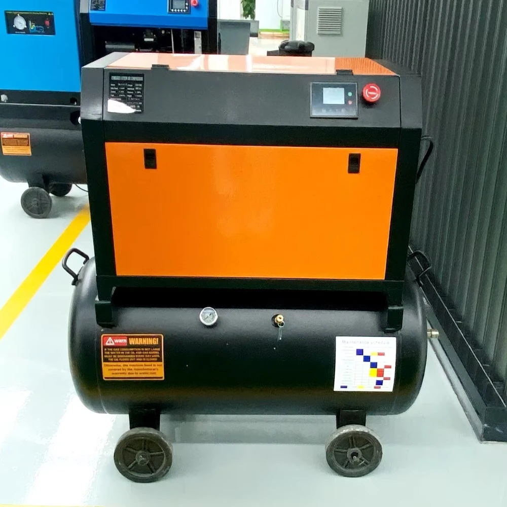Lutro Single Phase 220V Rotary Screw Air Compressor 4KW 5.5HP 10bar Integrated Unit with 200L Air Receiver
