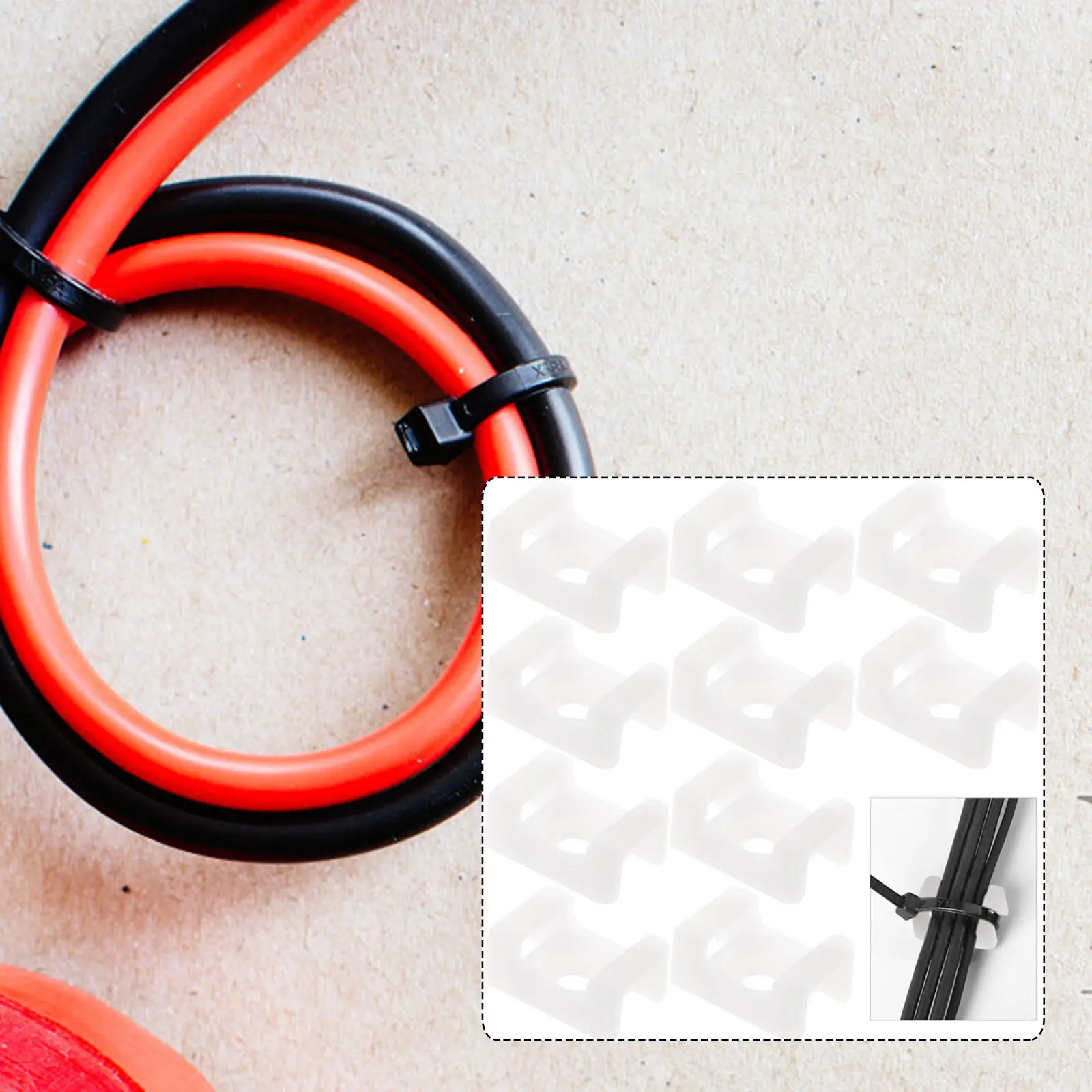 500Pcs Saddle Type Cable Zip Tie Mount Base Plastic Wire Holders for Neat Wire Management Home Office Screw Tie Fixing Seat