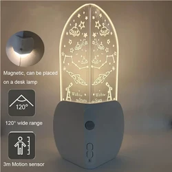 Night Lamp With Motion Sensor Rechargeable LED Wall Light For Children Gift Room Stairs Corner Decorative Table Lamp