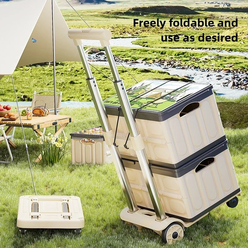 Household Goods Luggage Pull Rod Pickup Small Cart Folding Household Portable Cargo Handling Trailer Shopping Grocery Cart