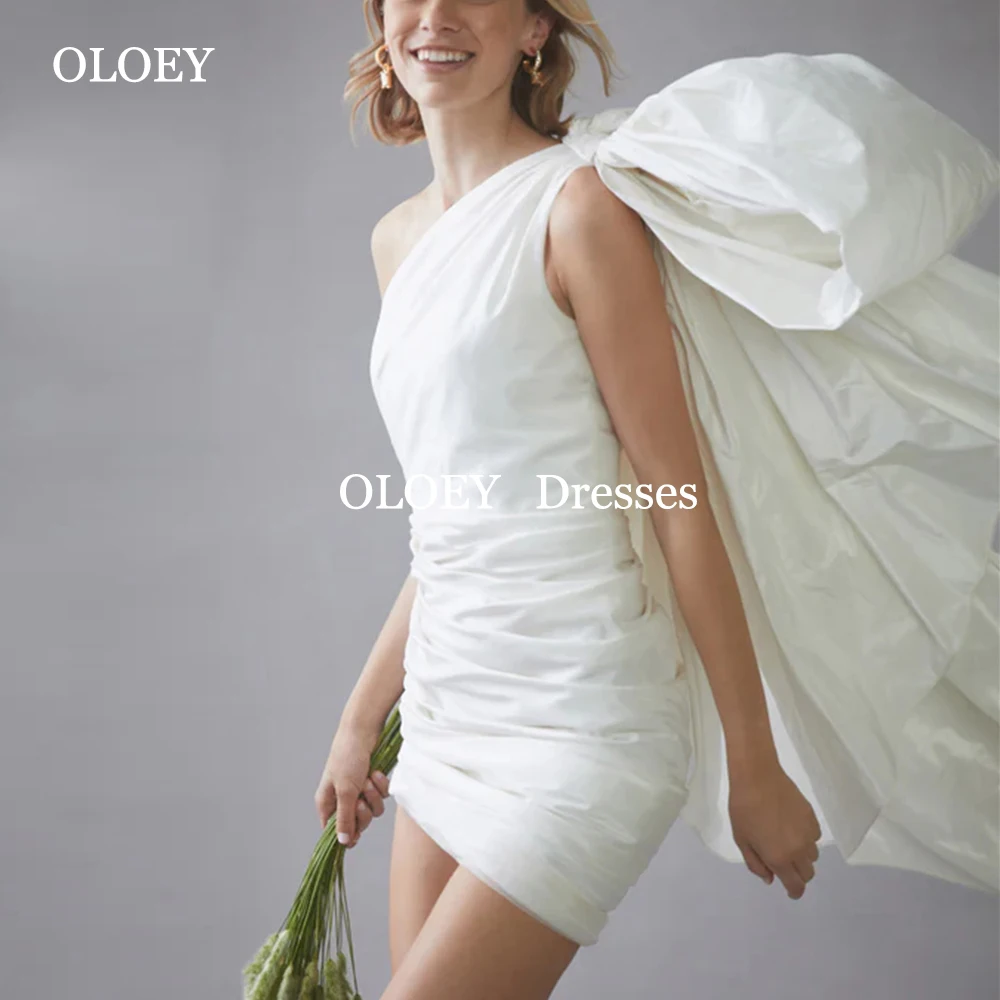 

OLOEY Simple Strapless Mini Wedding Dresses Photoshoot Pleated Satin Sweetheart A Line Bridal Gowns Custom Robe de marriage