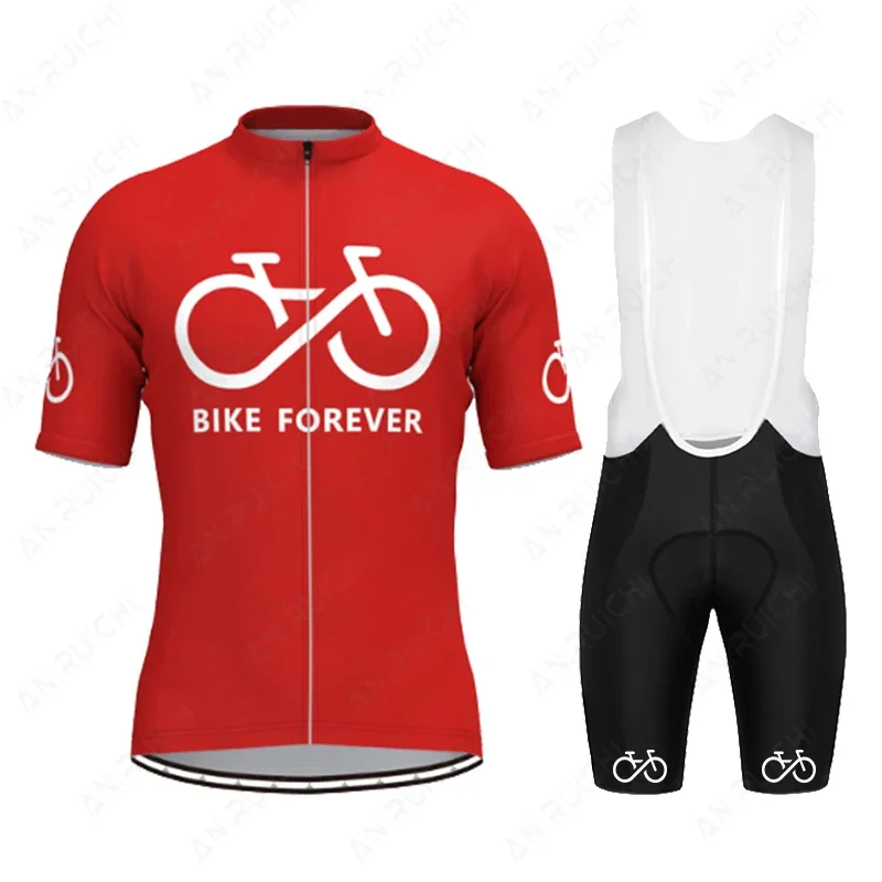 

Комплект велосипедного трикотажа BIKE FOREVER, летняя одежда для велоспорта с короткими рукавами, униформа для горного велосипеда Maillot Ropa Ciclismo, мужская одежда для велосипеда