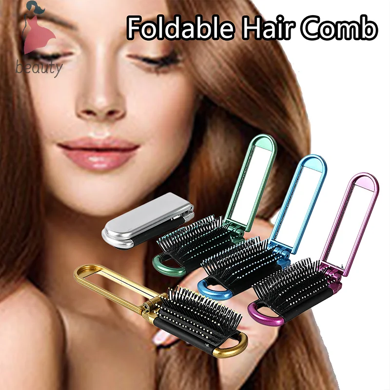 

Foldable Hair Comb Scalp women Massage Comb Hairbrush Mirror Wet Curly Detangle Hair Brush For Salon Hairdressing Styling Tools