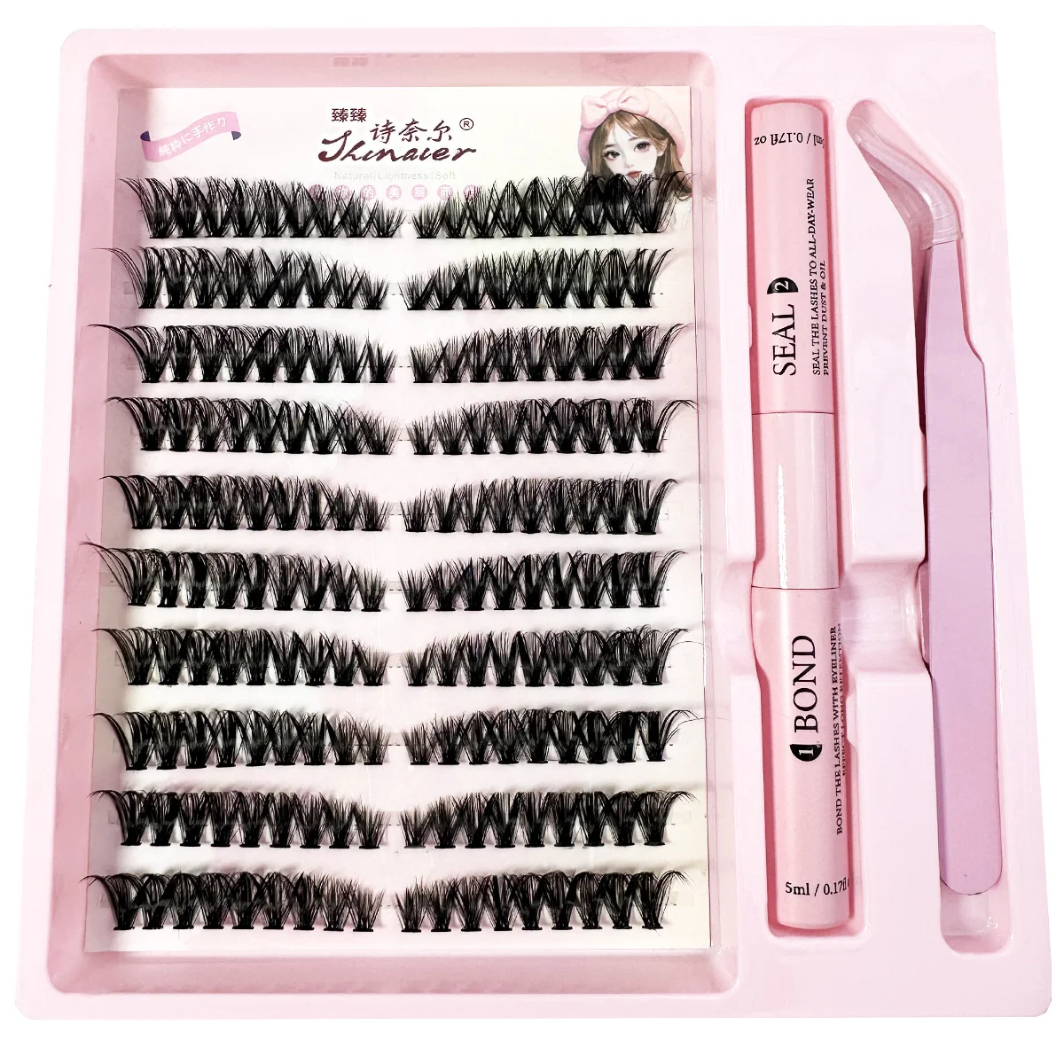 Kit di estensione ciglia fai-da-te Ciglia per rimuovere e sigilli Ciglia 1 scatole Cluster Strumenti per trucco per incollare ciglia Incollaggio colla