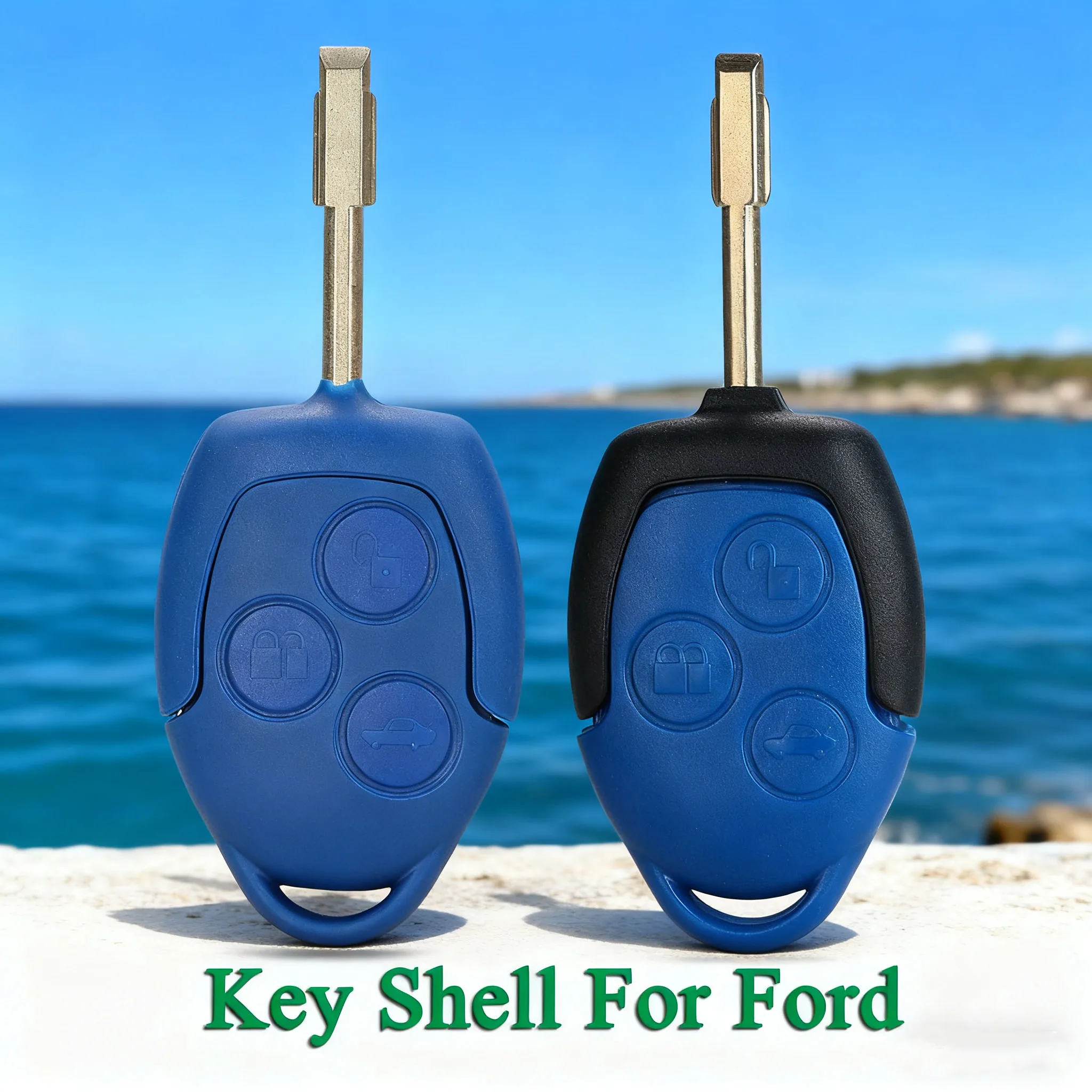 jingyuqin 3 Buttons Remote Key Car Case Shell Cover For Ford Transit Connect Set Fob Replacement FO21 Blue/Black Blade