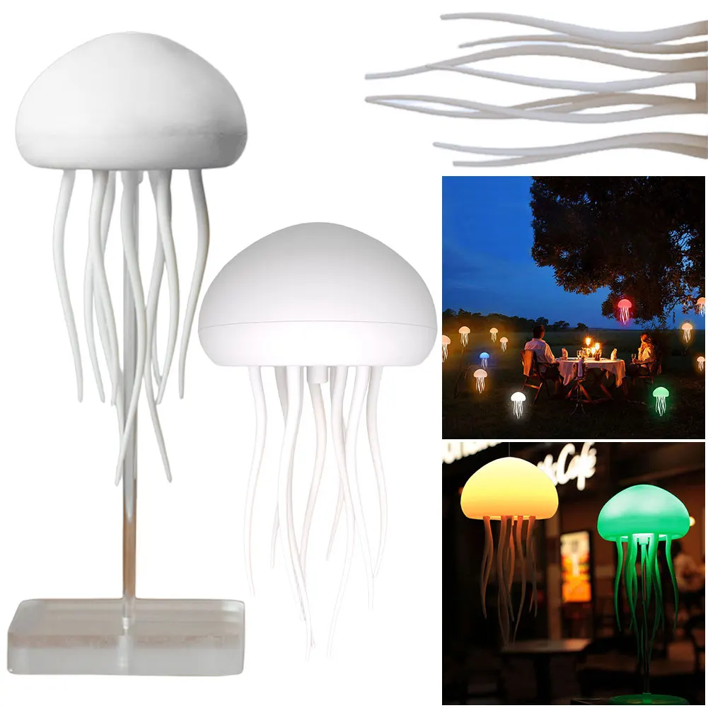 Creative Jellyfish Light Voice Control Type-C Charging Cute Jellyfish Bedside Lamp Flexible Tentacles for Holiday Children Gifts