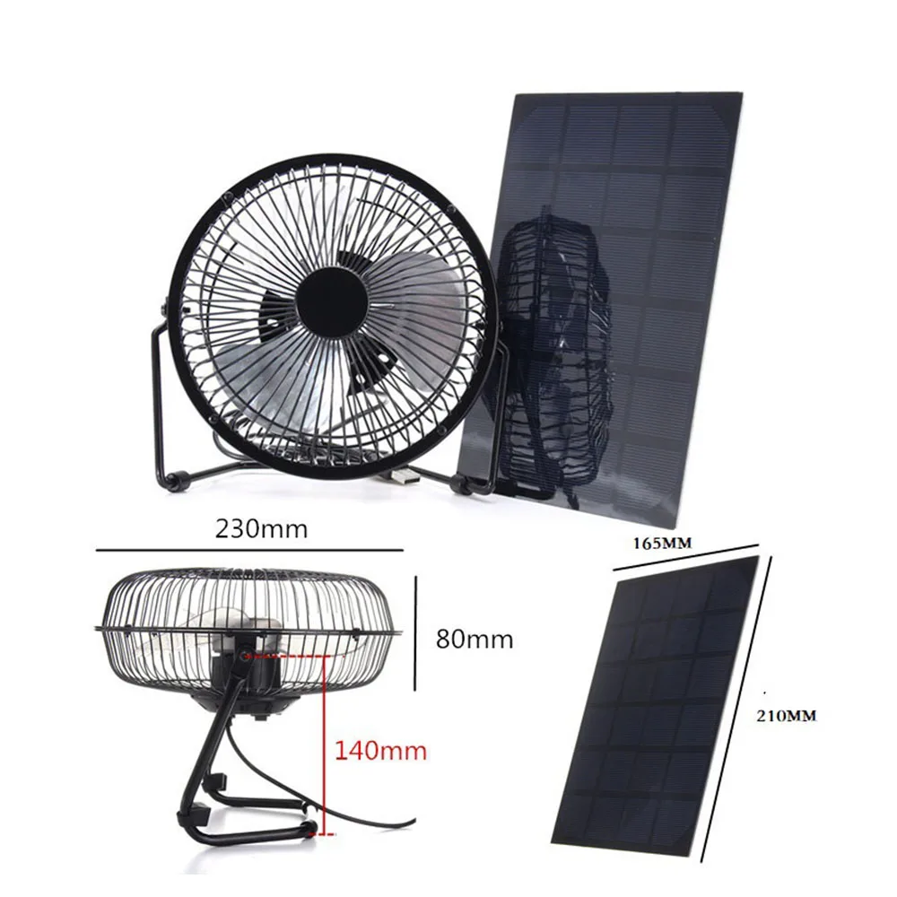 

8-дюймовый солнечный вентилятор с USB-зарядкой 5,2 Вт 6 В Солнечная панель для зарядки телефона Power Bank Открытый путешествия Кемпинг Вентилятор быстрого охлаждения