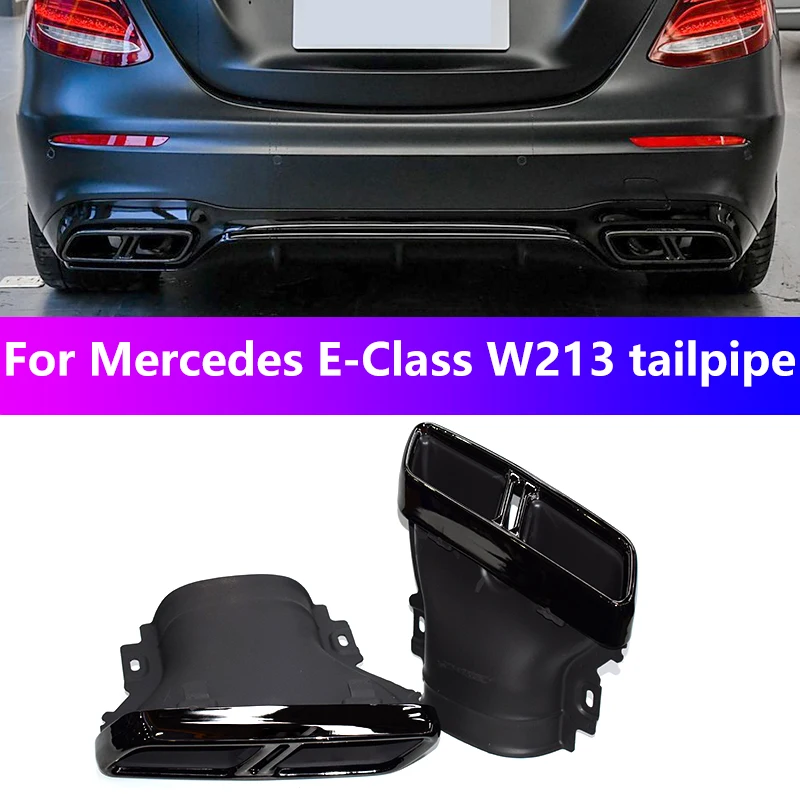 For 2017 to 2020 Mercedes E-Class W213 Exhaust Pipe Upgrade AMG E63 Quad Out Black Square Stainless Steel Muffler Tip Tailpipe