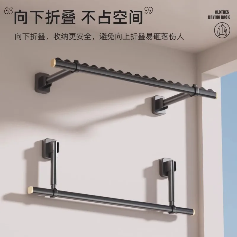شرفة منزلية، قضيب تعليق الملابس الثابتة، رف تجفيف الملابس القابل للطي، قضيب تعليق مقاوم للرياح #1