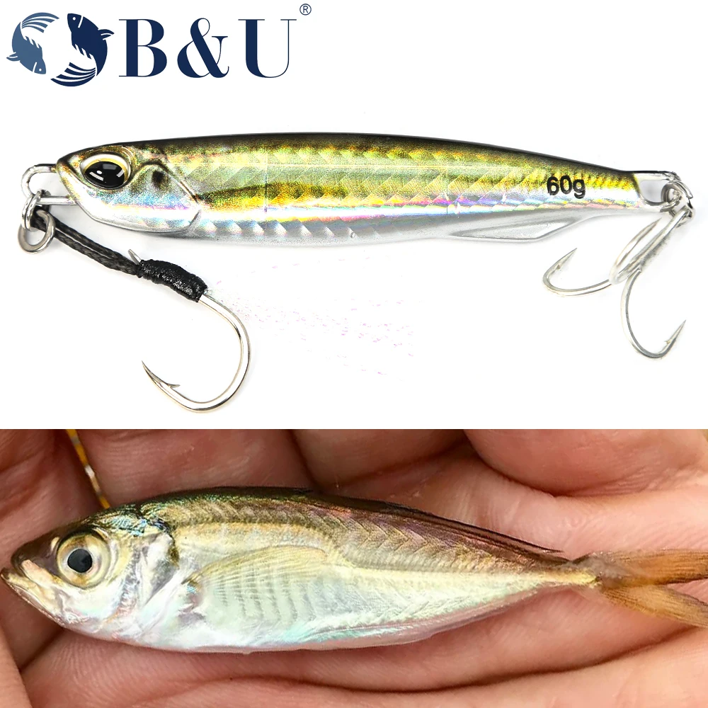 B & U 3D Jig metalowy przynęta na ryby brzeg obsada haczyk Swimbait łyżka Jig sztuczna przynęta laserowa pokrywa pstrąg Pike Pesca Spinning Tackle