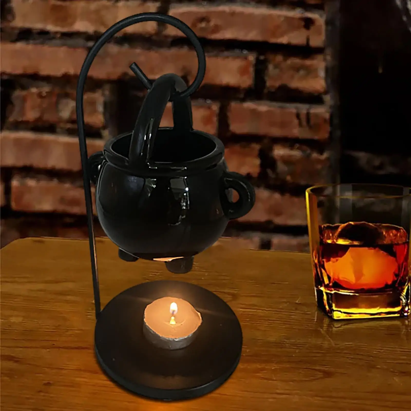 Halloween Hängender Hexenkessel Ölbrenner Hexenkessel Topf Kerzenhalter Verschmieren Weihrauchverbrennung Ätherisches Öl Diffusor Spa