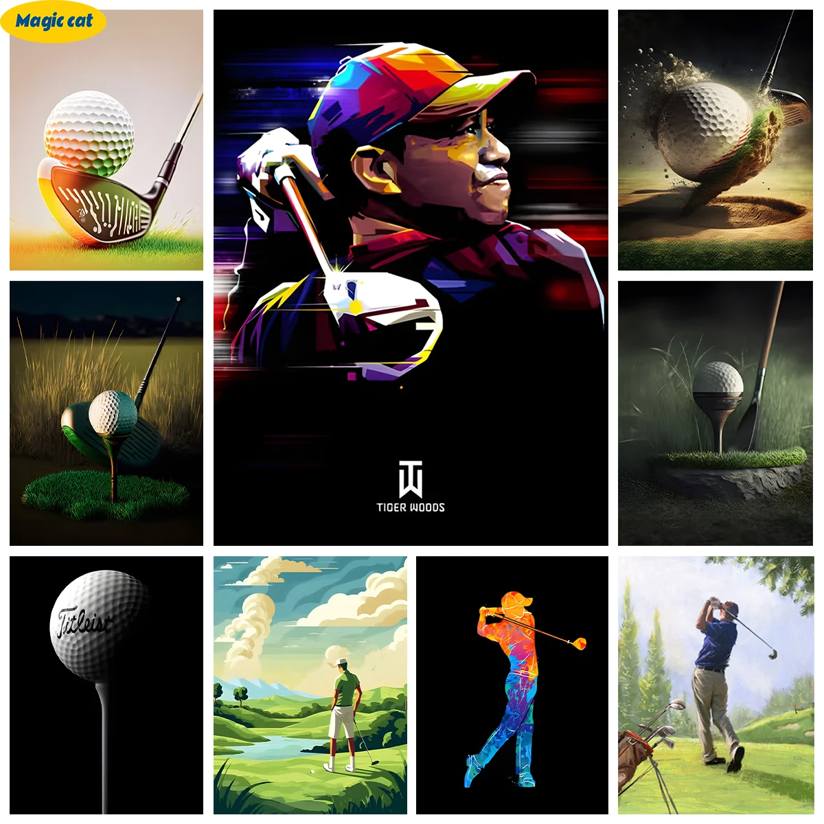 

Golf 5D Diamond Art Painting Sports Posters Diy Diamond Embroidery Cross Stitch Handmade Mural Rory Portrait Home Wall Decor