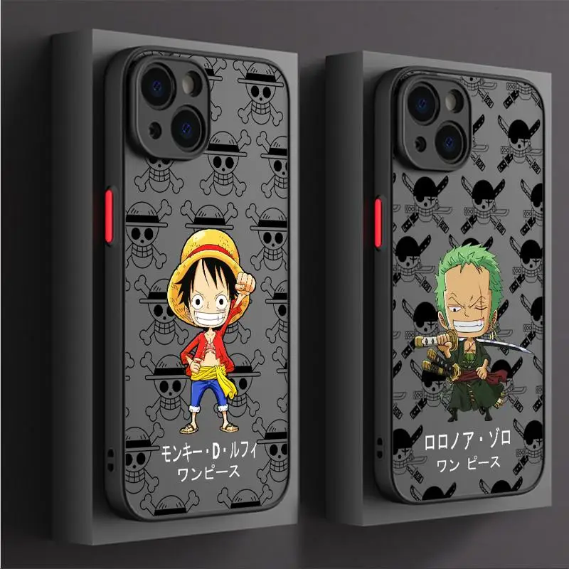 Anime One -Piece Case For Apple iPhone 14 13 15 11 12 Pro 7 XR X XS Max 8 Plus 6 6S SE 2022 14Pro Matte Phone Funda