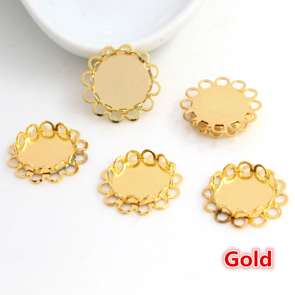 20 sztuk 12mm wewnętrzna rozmiar 4 kolory niklowany mosiądz materiał prosty styl Cabochon baza Cameo ustawienie Charms wisiorek taca — zdjęcie 4