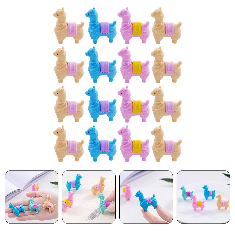 

16pcs Cartoon Eraser Mini Alpaca Model Bright Gifts Toy Craft Safe TPR Student Kindergarten Rubber