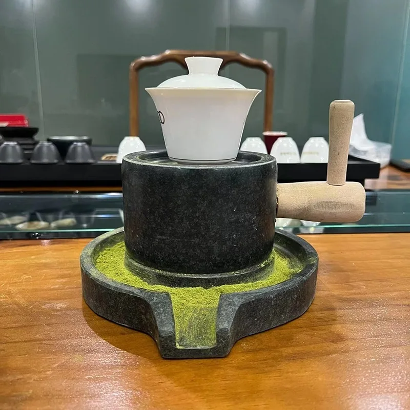 Qingshi Tea Mill Handmade Bucket Set Matcha Stone Mill Small Stone Mill Household Grinding Ware Small Toy